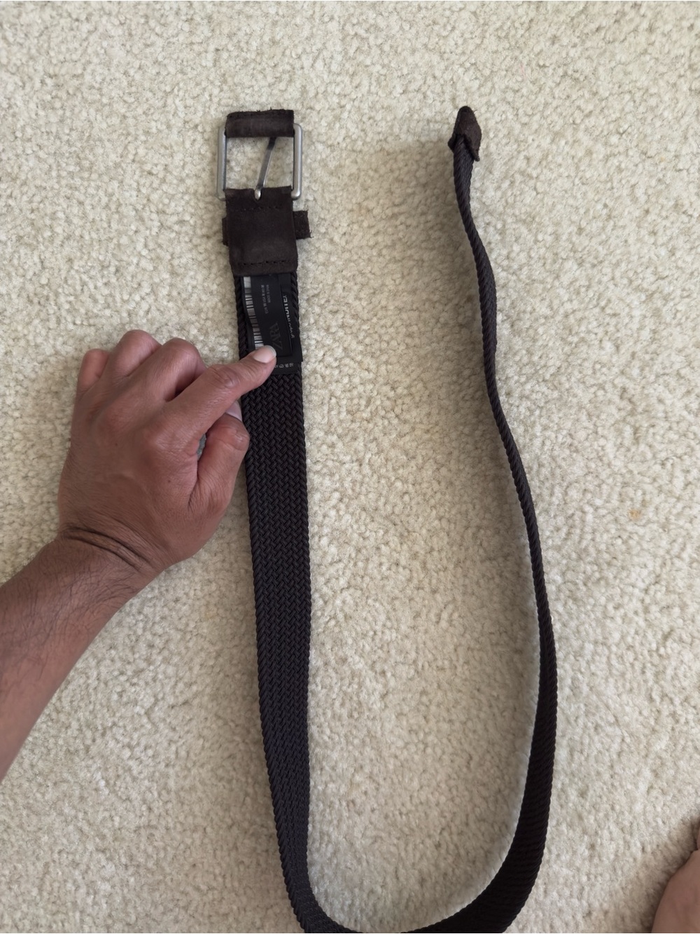 NWOT ZARA MENS BRAIDED BELT - SIZE MEDIUM (WAIST 28-34) - DARK BROWN - 1 INCH